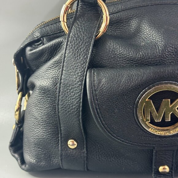 MICHAEL Michael Kors Black Leather Front Pocket Satchel - Picture 2 of 14